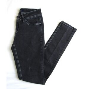 Earl Jean Skinny Black Thick Stitch Back Flaps Juniors Size 5 Inseam 33